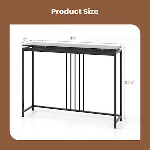 Metal console with a marble wood top