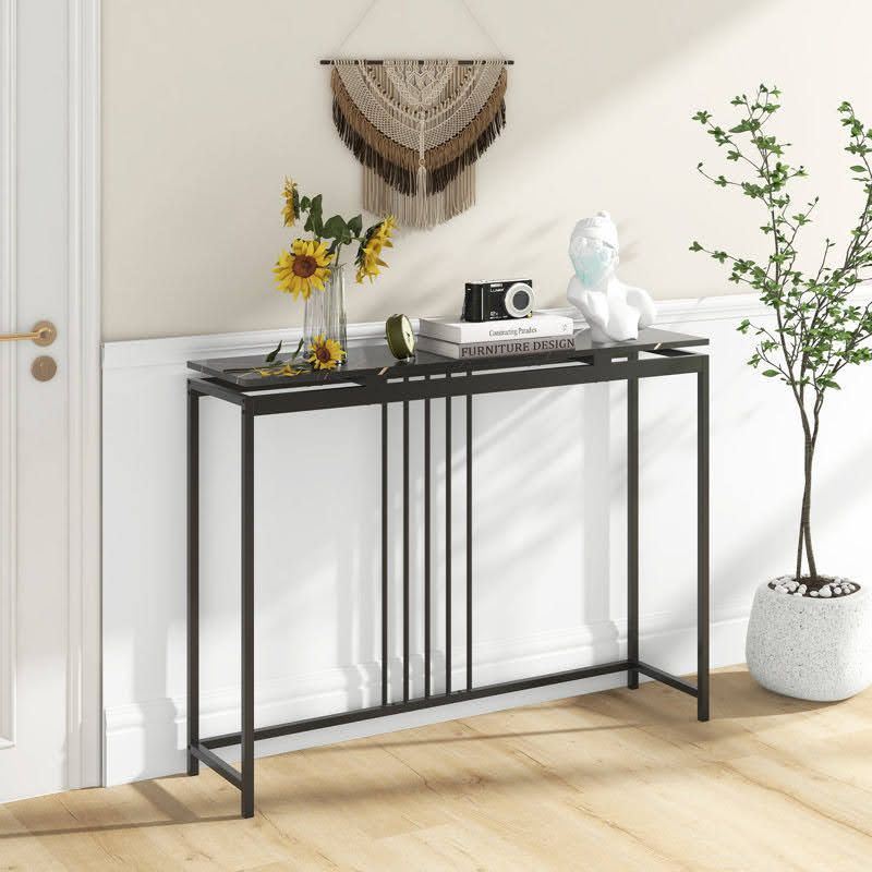 Metal console with a marble wood top