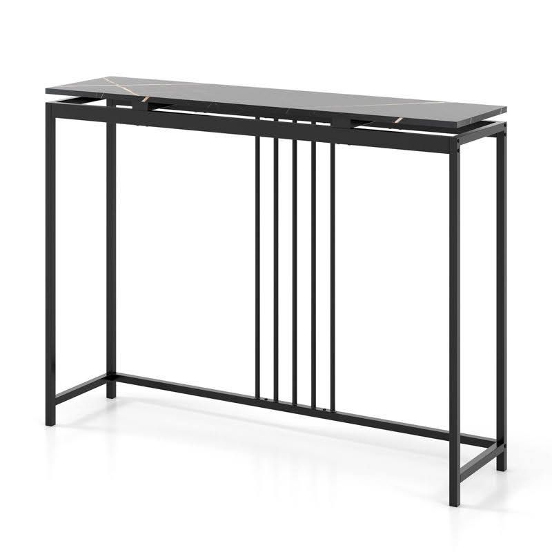 Metal console with a marble wood top