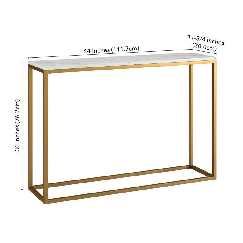 Console Table 111cm - Gold Metal Frame & Marble Wood Top - Modern Entryway Table | Lion Home