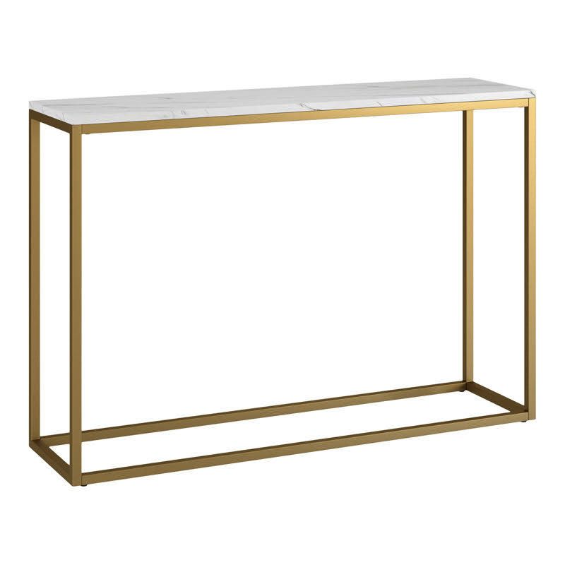 Console Table 111cm - Gold Metal Frame & Marble Wood Top - Modern Entryway Table | Lion Home