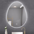 Wall mirror, oval design, 70*80 cm - touch operated, LED backlight, 3 colors