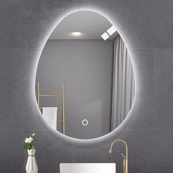 Wall mirror, oval design, 70*80 cm - touch operated, LED backlight, 3 colors