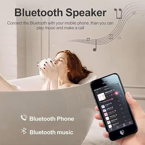 Smart Bluetooth wall mirror, 100x65cm – Anti-steam bathroom mirror with touch control, built-in heater, speaker, digital clock, temperature display, with 3 adjustable lighting modes, frameless