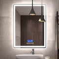 Bluetooth Smart LED Wall Mirror - Heat-resistant and anti-fog bathroom mirror with touch control, built-in speaker, digital clock, date and temperature display, 3 lighting modes, modern frameless design, 90x70cm