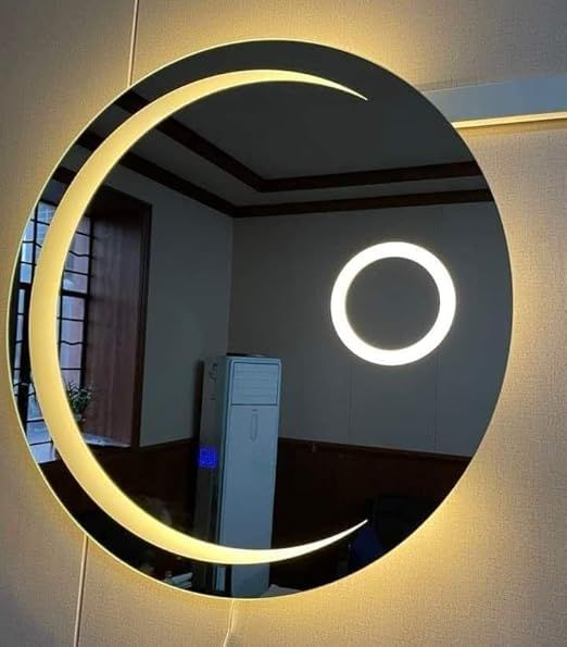 LED bathroom mirror with 3 colors and touch control, modern wall mirror with backlight for makeup, dimmable light for bathroom and bedroom
