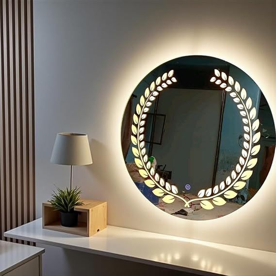 70 x 70 cm Smart LED Touchscreen Wall Mirror - Anti-fog Bathroom Vanity Mirror with 3 Lighting Modes (Warm, Neutral, White), Dimmable Brightness, Memory Function, Modern Frameless Glass Design