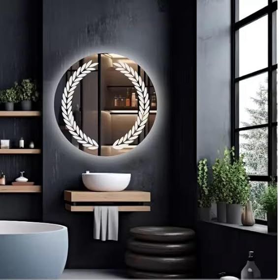 70 x 70 cm Smart LED Touchscreen Wall Mirror - Anti-fog Bathroom Vanity Mirror with 3 Lighting Modes (Warm, Neutral, White), Dimmable Brightness, Memory Function, Modern Frameless Glass Design