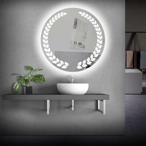 70 x 70 cm Smart LED Touchscreen Wall Mirror - Anti-fog Bathroom Vanity Mirror with 3 Lighting Modes (Warm, Neutral, White), Dimmable Brightness, Memory Function, Modern Frameless Glass Design