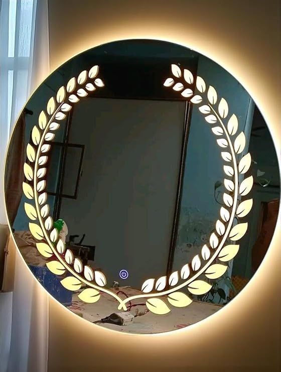 70 x 70 cm Smart LED Touchscreen Wall Mirror - Anti-fog Bathroom Vanity Mirror with 3 Lighting Modes (Warm, Neutral, White), Dimmable Brightness, Memory Function, Modern Frameless Glass Design