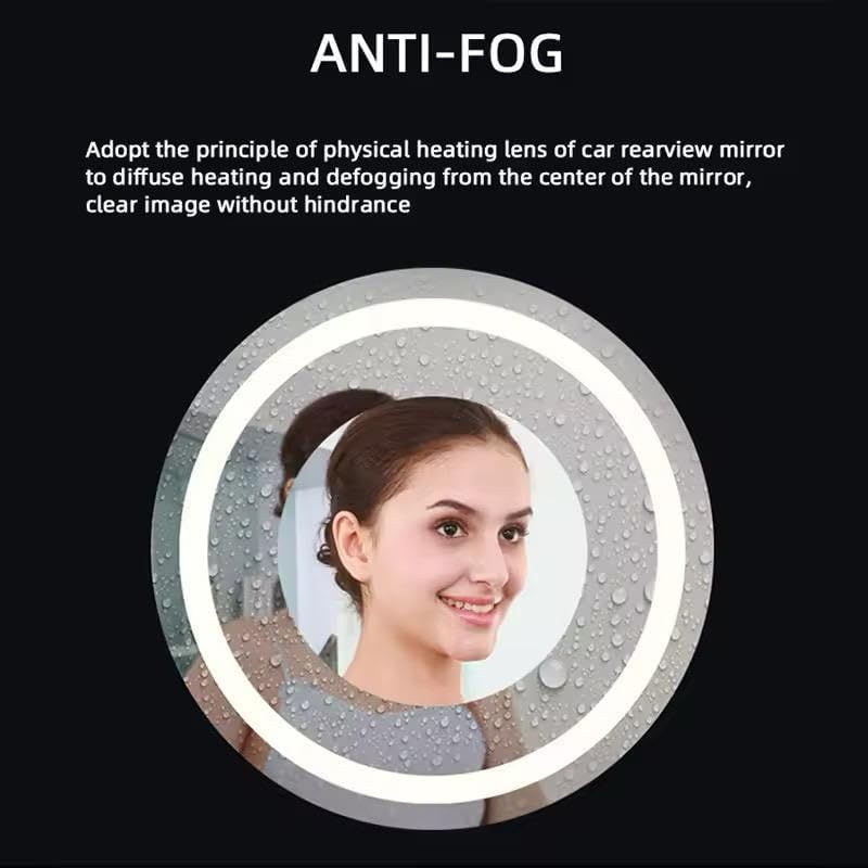 Smart touch wall mirror with LED light, anti-fog heater, digital clock and temperature display, 3 adjustable lighting colors - warm, white, neutral - modern bathroom mirror 70 x 70 cm