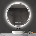 Smart touch wall mirror with LED light, anti-fog heater, digital clock and temperature display, 3 adjustable lighting colors - warm, white, neutral - modern bathroom mirror 70 x 70 cm