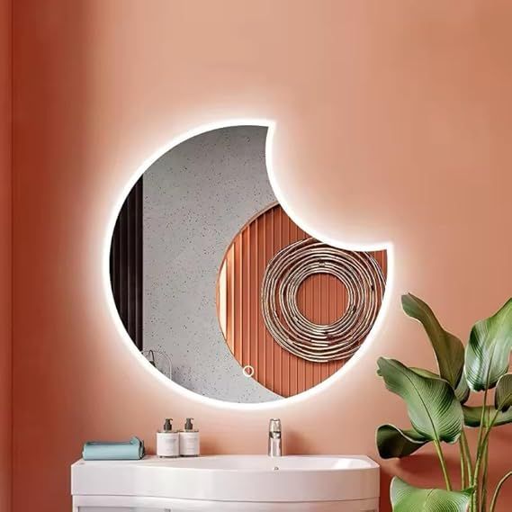 90x90cm Smart Touch-Operated LED Lighted Bathroom Mirror - Luxury Frameless Anti-Fog Bathroom Mirror with 3 Adjustable Lighting Modes (Warm, Neutral, White), Dimmable Brightness, Memory Function, Polished Glass
