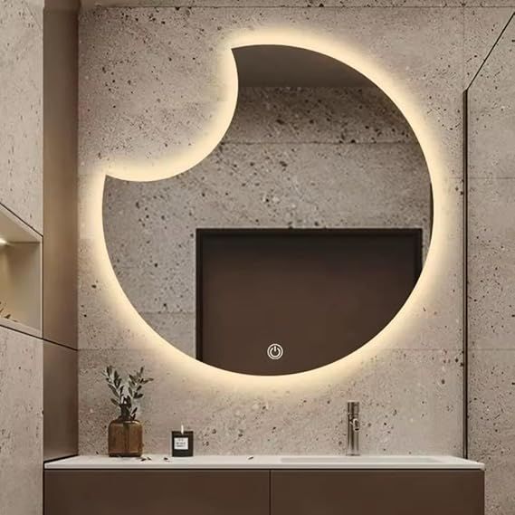 90x90cm Smart Touch-Operated LED Lighted Bathroom Mirror - Luxury Frameless Anti-Fog Bathroom Mirror with 3 Adjustable Lighting Modes (Warm, Neutral, White), Dimmable Brightness, Memory Function, Polished Glass