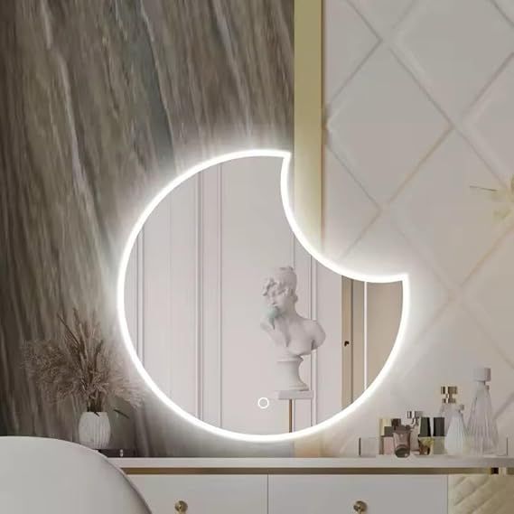90x90cm Smart Touch-Operated LED Lighted Bathroom Mirror - Luxury Frameless Anti-Fog Bathroom Mirror with 3 Adjustable Lighting Modes (Warm, Neutral, White), Dimmable Brightness, Memory Function, Polished Glass