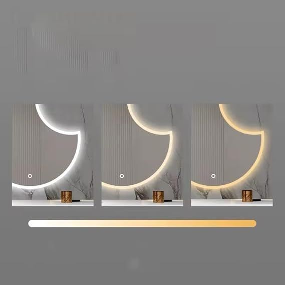 90x90cm Smart Touch-Operated LED Lighted Bathroom Mirror - Luxury Frameless Anti-Fog Bathroom Mirror with 3 Adjustable Lighting Modes (Warm, Neutral, White), Dimmable Brightness, Memory Function, Polished Glass