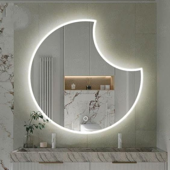 90x90cm Smart Touch-Operated LED Lighted Bathroom Mirror - Luxury Frameless Anti-Fog Bathroom Mirror with 3 Adjustable Lighting Modes (Warm, Neutral, White), Dimmable Brightness, Memory Function, Polished Glass