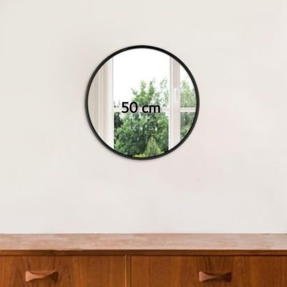 Mirror with metal frame, 50 cm - black
