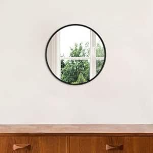 Mirror with metal frame, 50 cm - black