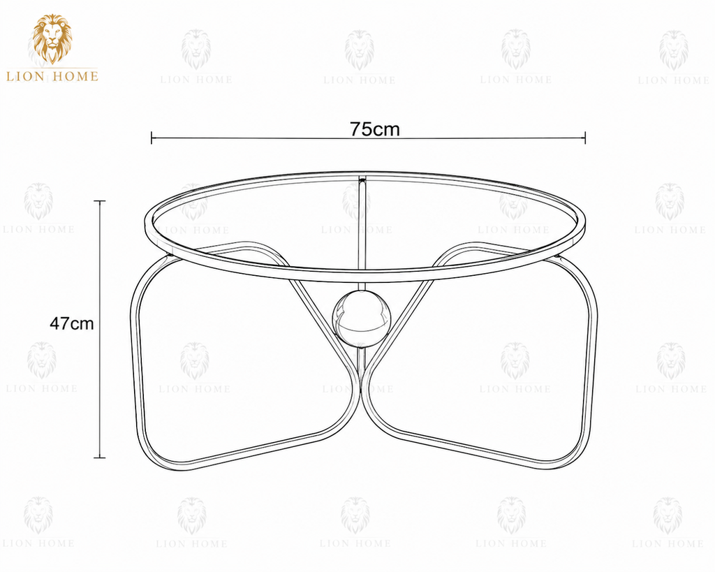 Luxury Round Stainless Steel Coffee Table with Smoked Tempered Glass Top | Gold PVD Finish | 75 cm | LION HOME