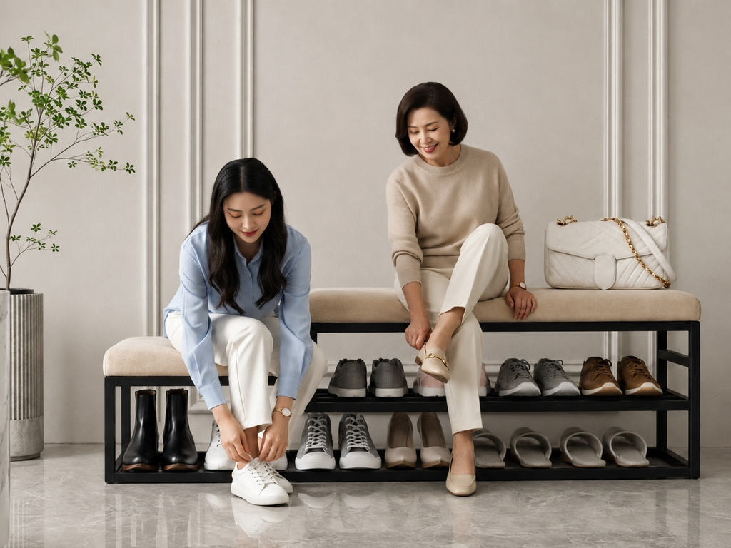 Stepped Shoe Bench with Storage 120×30×50 cm – Black Metal Frame & Beige Seats
