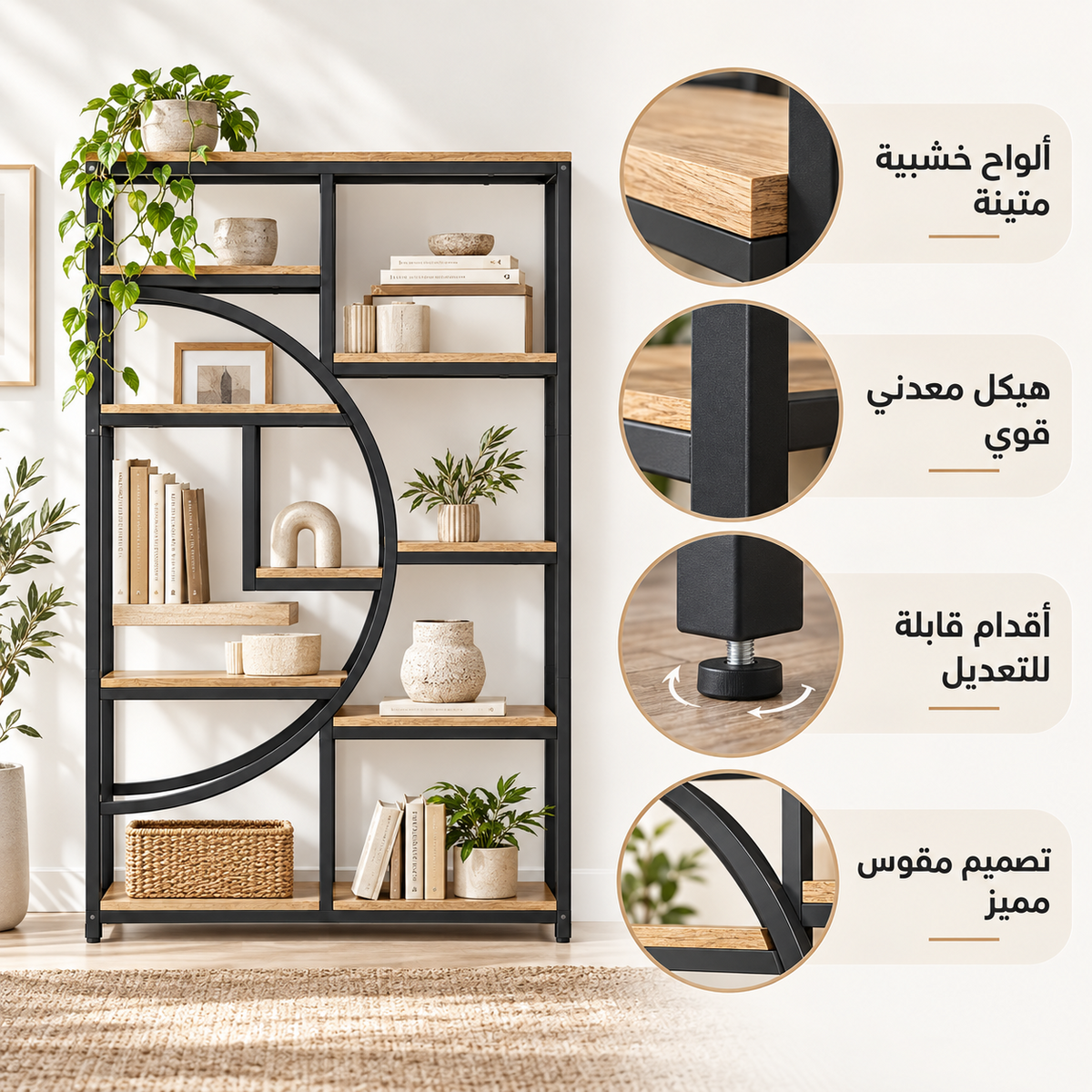 مكتبة رفوف مودرن كبيرة للمنزل والمكتب من LION HOME