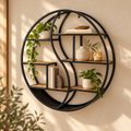 رف حائط دائري مودرن معدن وخشب كونتر 87 سم من LION HOME داخل ديكور منزلي