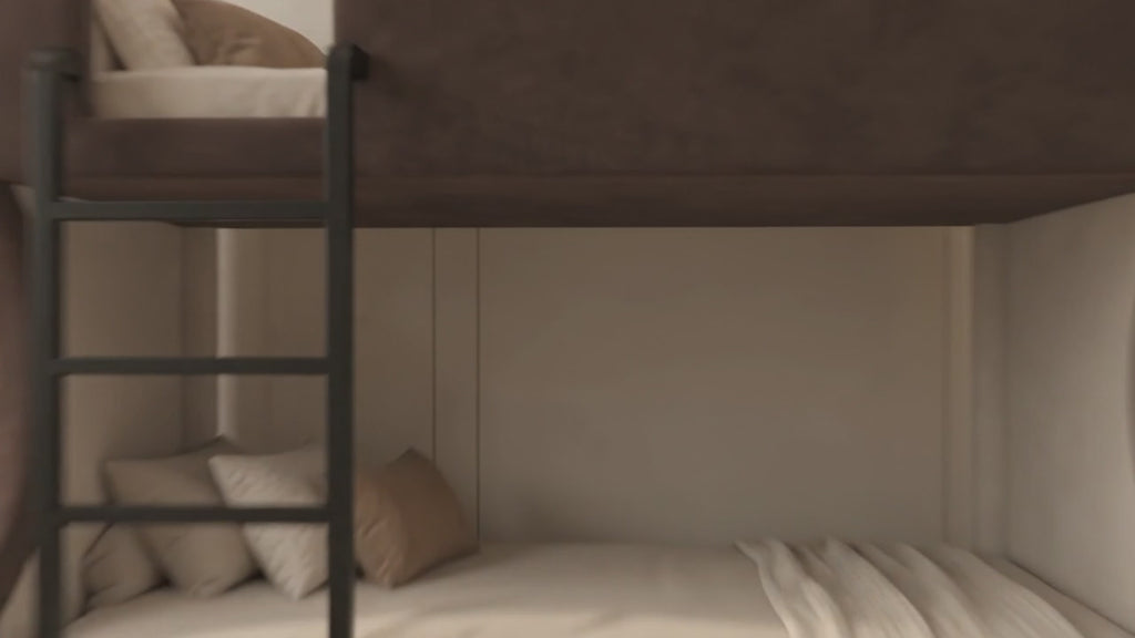 فيديو لسرير دورين منجد من LION HOME يوضح التصميم الخارجي والشاسيه المعدني الداخلي بالكامل
